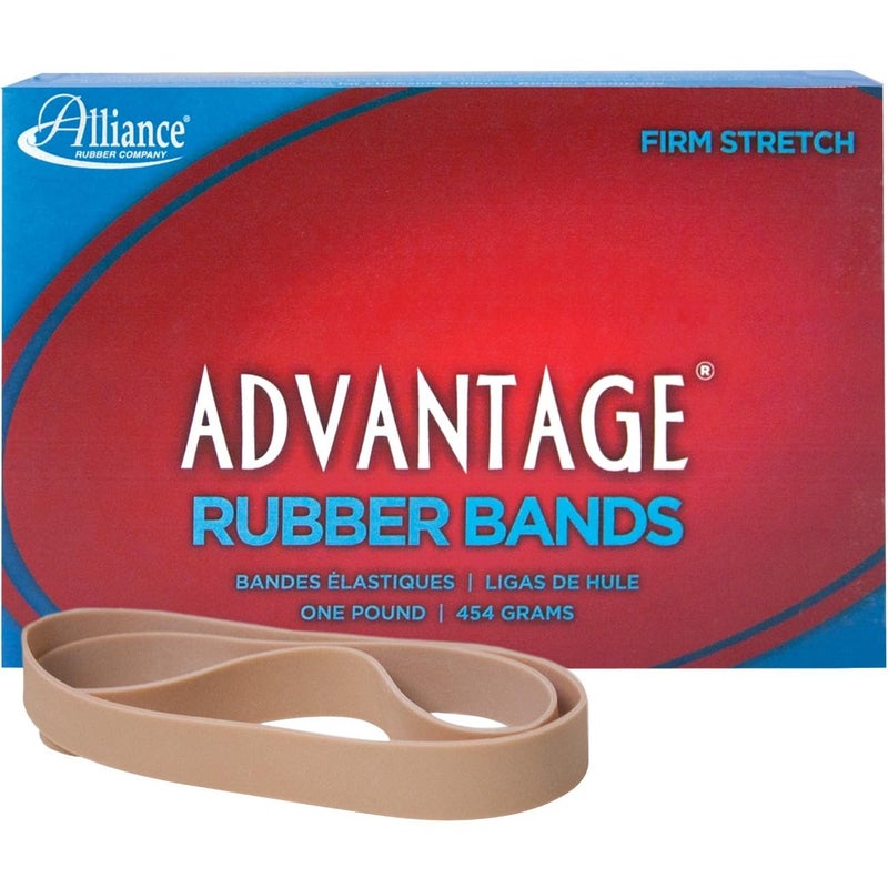 Alliance Rubber 27055 Advantage Rubber Bands Size #105, 1 lb Box Contains Approx. 60 Bands (5" x 5/8", Natural Crepe) Beige - Image 1
